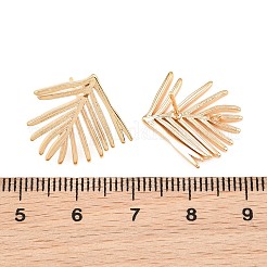 真鍮製スタッドピアスパーツ  葉  カン付き  18KGP本金メッキ  18.5x20mm  穴：1.2mm  ピン：0.8mm&nbsp;KK-CBA866A-10G