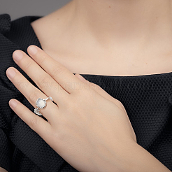 6Pcs 6 Styles Synthetic Moonstone & Cat Eye Open Cuff Rings Set&nbsp;RJEW-AN0001-09