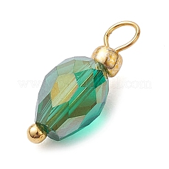 ガラスチャーム  真鍮のループを有します  ティアドロップ  ゴールドカラー  ミックスカラー  14x5mm  穴：2mm&nbsp;PALLOY-JF02742
