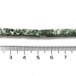 天然グリーンスポットジャスパービーズ連売り  長方形  13~13.5x4~4.5x4~4.5mm  穴：1.2mm  約29個/連  15.24''（38.7センチメートル）&nbsp;G-G873-A03-01