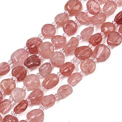 天然石ストロベリークォーツビーズ連売り  ナゲット  グレードA  8~15x7~11x3.5~7.5mm  穴：0.8mm  約31~39個/連  15.75''（40センチメートル）&nbsp;GG-CBA3A44-C01-02