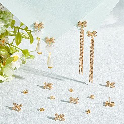 5Pairs Brass Clear Cubic Zirconia Stud Earring Findings&nbsp;KK-BBC0018-46