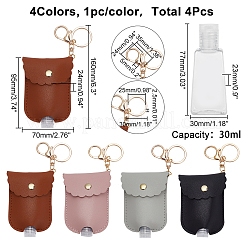 4Pcs 4 Colors Plastic Hand Sanitizer Bottle with PU Leather Protector Cover&nbsp;KEYC-WR0001-33