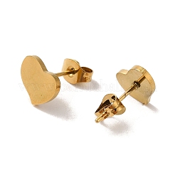 PVD真空メッキ304ステンレススチールスタッドピアス  長持ちメッキ  素朴な心  ゴールドカラー  7.5x9.5mm&nbsp;EJEW-Z040-09G