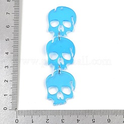 ハロウィーンをテーマにした透明アクリル製ビッグペンダント  スカル  鉄パーツ  空色  78mm  穴：1.4mm&nbsp;FIND-I052-12P