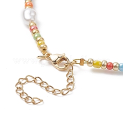 Acrylic Imitation Pearl & Glass Seed Beaded Necklace for Women&nbsp;NJEW-JN04277