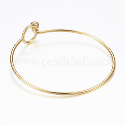 304ステンレススチールバングル  動かせない丸いビーズで終わる  ゴールドカラー  2-3/8インチ（6~6.5cm）&nbsp;BJEW-H530-01G
