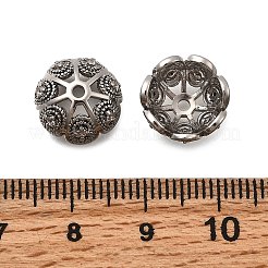 真鍮製マイクロパヴェクリアキュービックジルコニアビーズキャップ  花  プラチナ  12x5.5mm  穴：1.6mm&nbsp;KK-Z126-07P