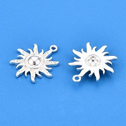 真鍮チャーム  太陽  銀  18x16x3mm  穴：1.2mm&nbsp;KK-WH0085-02S