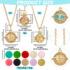 3Pcs 3 Styles Alloy Hollow Cage Diffuser Pendant Cable Chain Necklaces&nbsp;NJEW-PH0001-46G