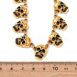 Halloween Skull Alloy Bib Necklaces for Women&nbsp;NJEW-A061-01AG