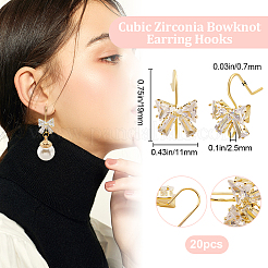 20Pcs Brass Micro Pave Clear Cubic Zirconia Earring Hooks&nbsp;ZIRC-BBC0002-59G