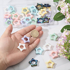 35色のアクリルビーズフレーム7個  スター  ミックスカラー  27x29x7mm  穴：2.5mm  5個/カラー&nbsp;SACR-CA0001-21