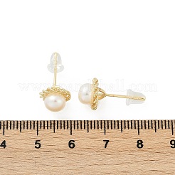 真鍮の模造真珠のスタッドピアス  花  14KGP本金メッキ  9.5mm&nbsp;KK-D301-05G