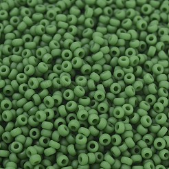 MIYUKIラウンドロカイユビーズ  日本製シードビーズ  11/0  (rr411f) マット不透明グリーン  2x1.3mm  穴：0.8mm  約50000個/ポンド&nbsp;SEED-G007-RR0411F