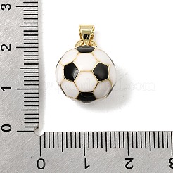 真鍮製エナメルペンダント  サッカーのチャーム  長持ちメッキ  ラックめっき  鉛フリー＆カドミウムフリー  18KGP本金メッキ  17.5x14x13mm  穴：3x2.5mm&nbsp;KK-H267-005G