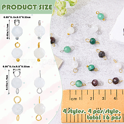 16Pcs 4 Styles June Birthstone Natural Rainbow Moonstone Pendant and Connector Charms&nbsp;PALLOY-SW00108