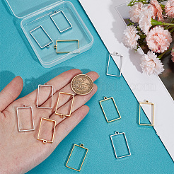 12Pcs 2 Colors 304 Stainless Steel Open Back Bezel Rectangle Pendants&nbsp;STAS-UN0057-58