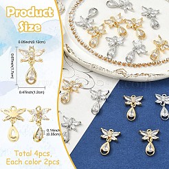 4Pcs 2 Colors Brass Micro Pave Cubic Zirconia Pendants&nbsp;KK-YW0004-42