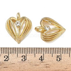 合金ラインストーンペンダント  ハートチャーム  鉛フリー＆カドミウムフリー  ゴールドカラー  19x16x6mm  穴：2mm&nbsp;FIND-L026-04G