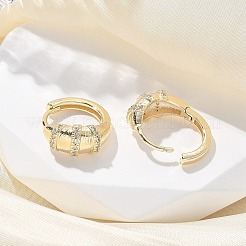 真鍮クリアキュービックジルコニアフープピアス  ティアドロップ  18KGP本金メッキ  17x17x7mm&nbsp;EJEW-Q014-21G