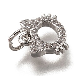 Brass Micro Pave Clear Cubic Zirconia Charms&nbsp;ZIRC-B002-55P