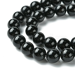 天然染色＆加熱ブラックオニキスラウンドビーズ連  ブラック  12mm  穴：1mm  約32個/連  15.74インチ&nbsp;X-G-L087-12mm-01