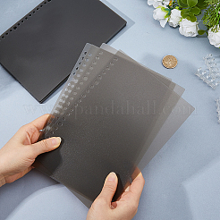 クリップ付きPPプラスチック取り外し可能なバインダーカバー  長方形  ブラック  215x149x1.3mm  穴：4.8mm/ 6.8mm&nbsp;OFST-WH0004-113A-02