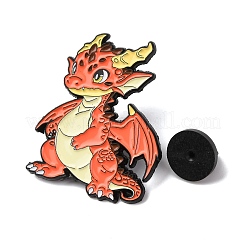 かわいい恐竜のエナメルピン  バックパック用合金ラペルピンバック  ブラック  サンゴ  36x29mm&nbsp;LS-JEWB-A038-06B-EB