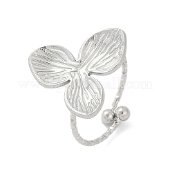 304ステンレススチールカフリング  クローバー  ステンレス鋼色  19x17mm  内径：19mm&nbsp;RJEW-D306-11P