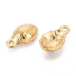 304ステンレスペンダント  ビートル  イオンプレーティング（ip）  18KGP本金メッキ  16x10x3.5mm  穴：1.5mm&nbsp;STAS-T067-59G