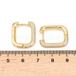 長方形の真鍮製クリアキュービックジルコニアスタッドピアス  カドミウムフリー＆鉛フリー  長持ちメッキ  ラックめっき  18KGP本金メッキ  20x16.5x3mm&nbsp;EJEW-A156-12B-G