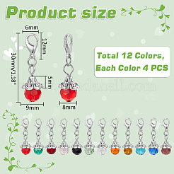 誕生石ガラスロックステッチマーカー  合金製カニカン付き  ミックスカラー  30mm  12色  4個/カラー  48個/セット&nbsp;HJEW-UN00030