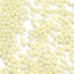焼付塗装ガラスシードビーズ  双円錐形  ライトゴールデンロッドイエロー  4.5x3.5mm  穴：1.4mm  約5625個/ポンド&nbsp;SEED-A032-02I