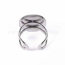 変色しない201ステンレススチールカフパッドリングセッティング  レーザー切断  ステンレス鋼色  トレイ：16mm  usサイズ7 1/4(17.5)~usサイズ8(18mm)&nbsp;X-STAS-S080-040D-P
