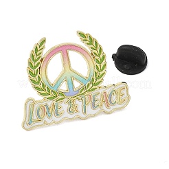 Word Love & Peace with Olive Branch & Peace Sign Enamel Brooches&nbsp;AL-I001-01G-04