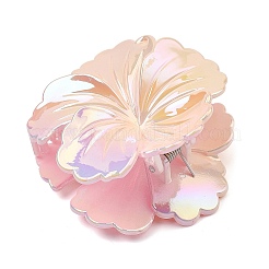 女性用プラスチック製爪ヘアクリップ  花  ピンク  73.5x76.5x43mm&nbsp;OHAR-D001-05A