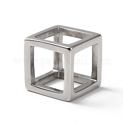 変色しない304ステンレススチールペンダント  立方体のチャーム  ステンレス鋼色  21x21x21mm  内径：15.5x15.5mm&nbsp;STAS-L223-14P