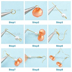 花びらをテーマにしたDIYイヤリング作りキット  ガラスペンダントを含む  ガラスパールビーズ  真鍮のピアスフック  鉄パーツ  ゴールドカラー&nbsp;DIY-SC0001-26