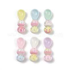 オペーク樹脂カボション  ランダムな色  スプーン  17x5.5x5mm&nbsp;RESI-K043-05B