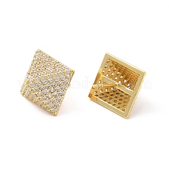 Clear Cubic Zirconia Pyramid Stud Earrings&nbsp;EJEW-P213-04G
