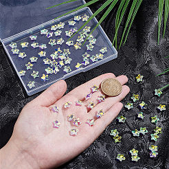 100個のガラスチャーム  スター  ABカラー  多面カット  クリアAB  9.5x10x4.5mm  穴：1mm&nbsp;GLAA-SP0001-68