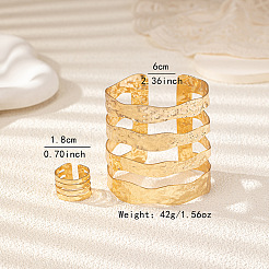 Alloy Multilayer Cuff Bangles & Cuff Rings Sets&nbsp;FS-WG89442-01