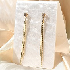 Heart Brass Tassel Stud Earrings&nbsp;EJEW-Z086-04G
