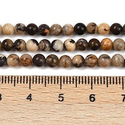 天然石ゼブラジャスパービーズ連売り  ラウンド  4mm  穴：0.6mm  約101個/連  15.87''（40.3センチメートル）&nbsp;G-F792-C13-07