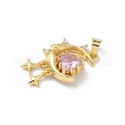 Brass Micro Pave Cubic Zirconia Pendants&nbsp;KK-H537-24A-G