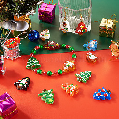 10個 10スタイル クリスマステーマ 手作りランプワークビーズ  クリスマスツリー  ミックスカラー  25~26.5x18.5~22.5x6.5~7.5mm  穴：1.2~1.8mm  1個/スタイル&nbsp;LAMP-TA0001-44B
