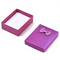厚紙のジュエリーボックス  ネックレス用  リング  ピアス  外側に蝶結びのリボン、内側に白いスポンジが付いています  長方形  ミックスカラー  9.1~9.2x7.1~7.2x3.4~3.5cm&nbsp;CBOX-N013-016