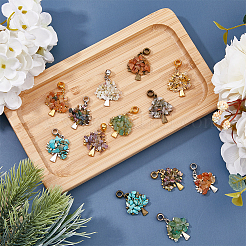 21Pcs 21 Styles Mixed Gemstone Chip  European Dangle Charms&nbsp;PALLOY-AB00057