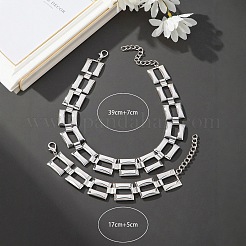 Fashionable Hip Hop Alloy Cuban Link Chain Bracelets & Necklaces Sets&nbsp;FS-WGBA45B-01